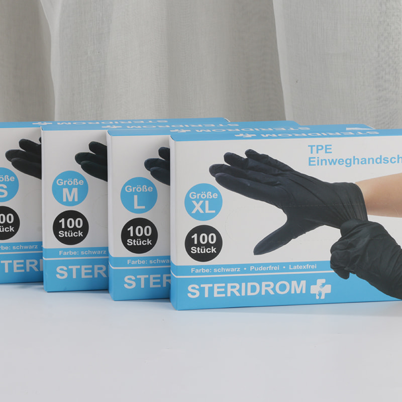 Goede temperatuurbestendigheid Zwarte TPE-handschoenen (stippenpatroon)