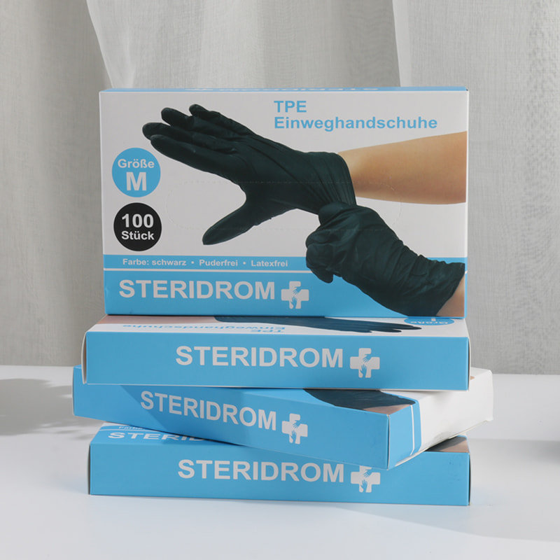 Goede temperatuurbestendigheid Zwarte TPE-handschoenen (stippenpatroon)