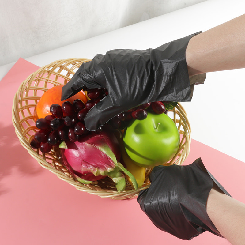Goede temperatuurbestendigheid Zwarte TPE-handschoenen (stippenpatroon)