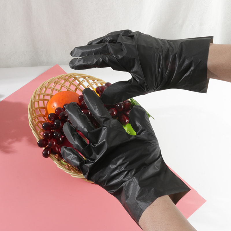 Goede temperatuurbestendigheid Zwarte TPE-handschoenen (stippenpatroon)