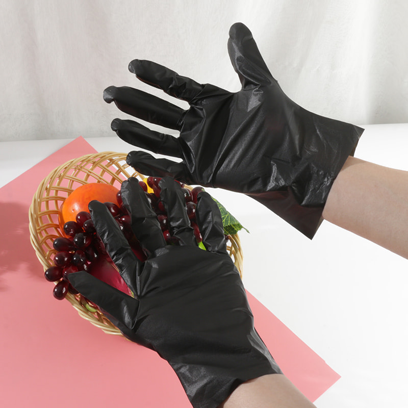 Goede temperatuurbestendigheid Zwarte TPE-handschoenen (ruitpatroon)