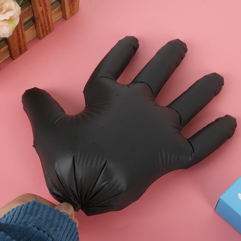 Goede temperatuurbestendigheid Zwarte TPE-handschoenen (stippenpatroon)