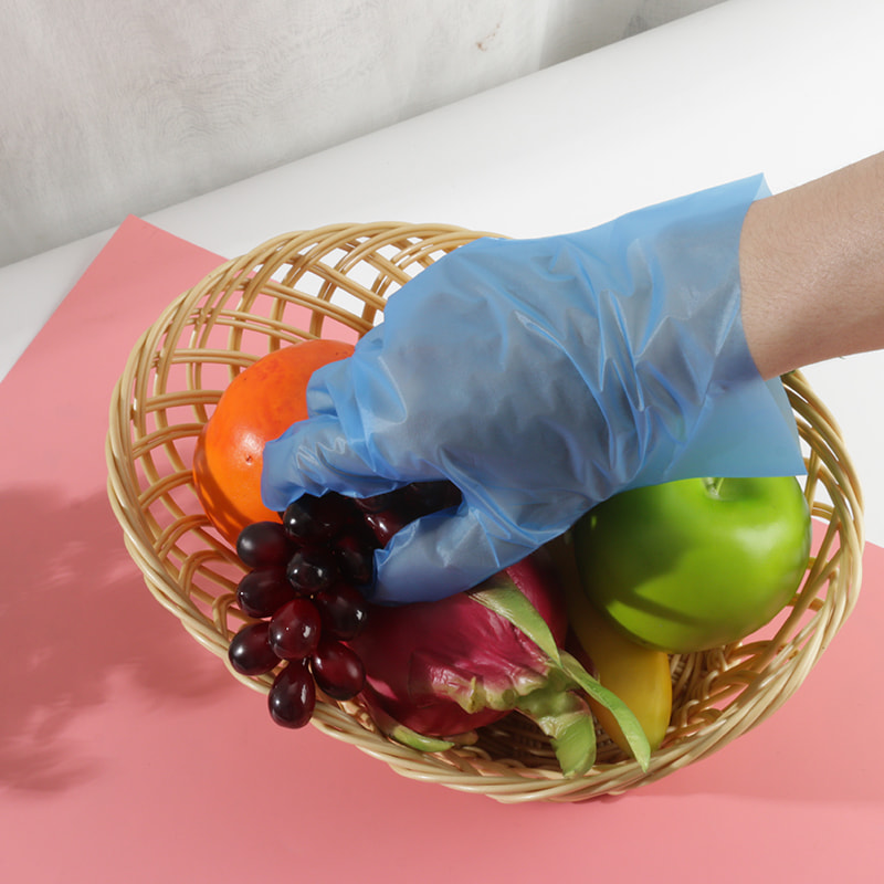 Chemische bestendigheid Blauwe TPE-handschoenen (stippenpatroon)