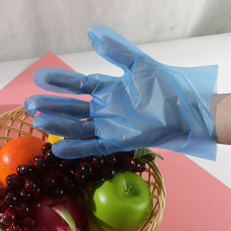 Waterdichte, antislip en ademende blauwe CPE-handschoenen