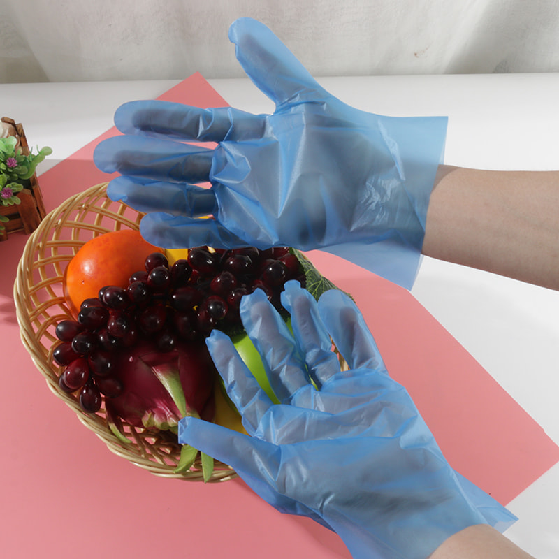 Waterdichte, antislip en ademende blauwe CPE-handschoenen