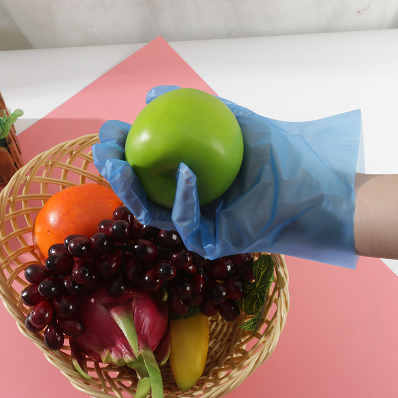Waterdichte, antislip en ademende blauwe CPE-handschoenen