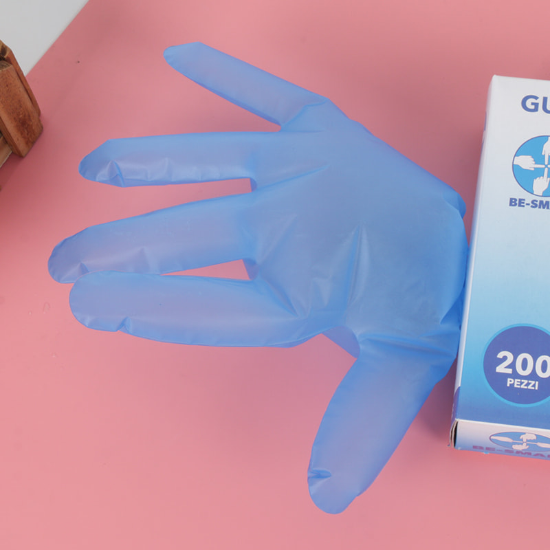 Waterdichte, antislip en ademende blauwe CPE-handschoenen