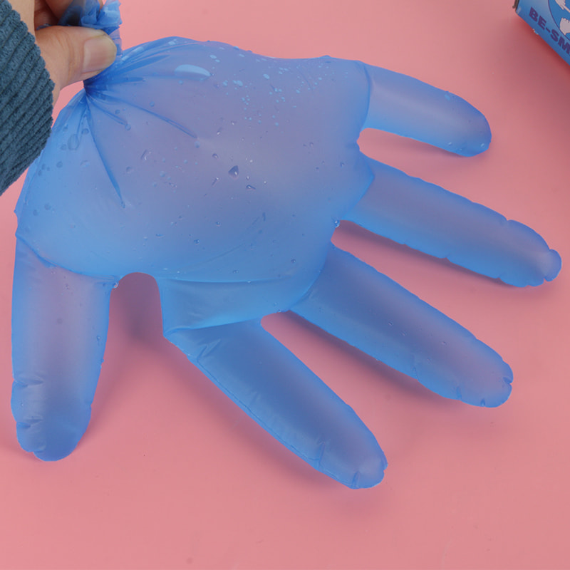 Waterdichte, antislip en ademende blauwe CPE-handschoenen